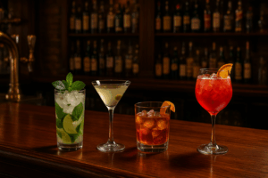 bar with cocktails