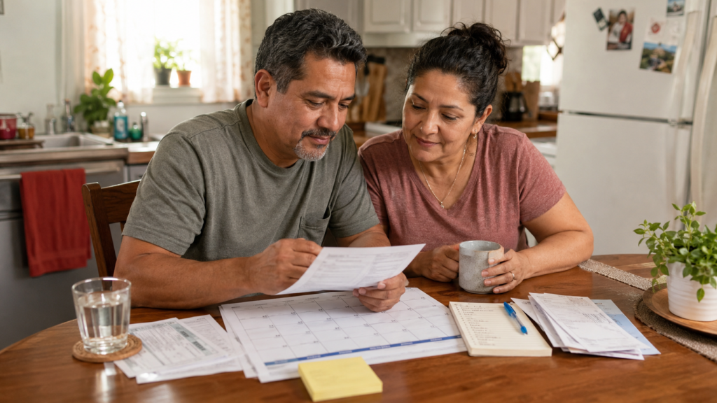 Middle-aged man discussing how to share family responsibilities before resentment builds