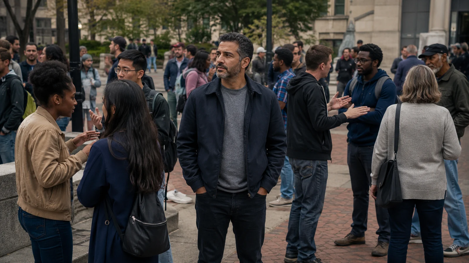 Man paying attention to a roomful of people instead of performing for approval.